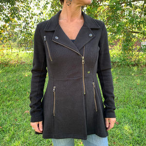 Harley Davidson Pleated Black Quilted Peacoat